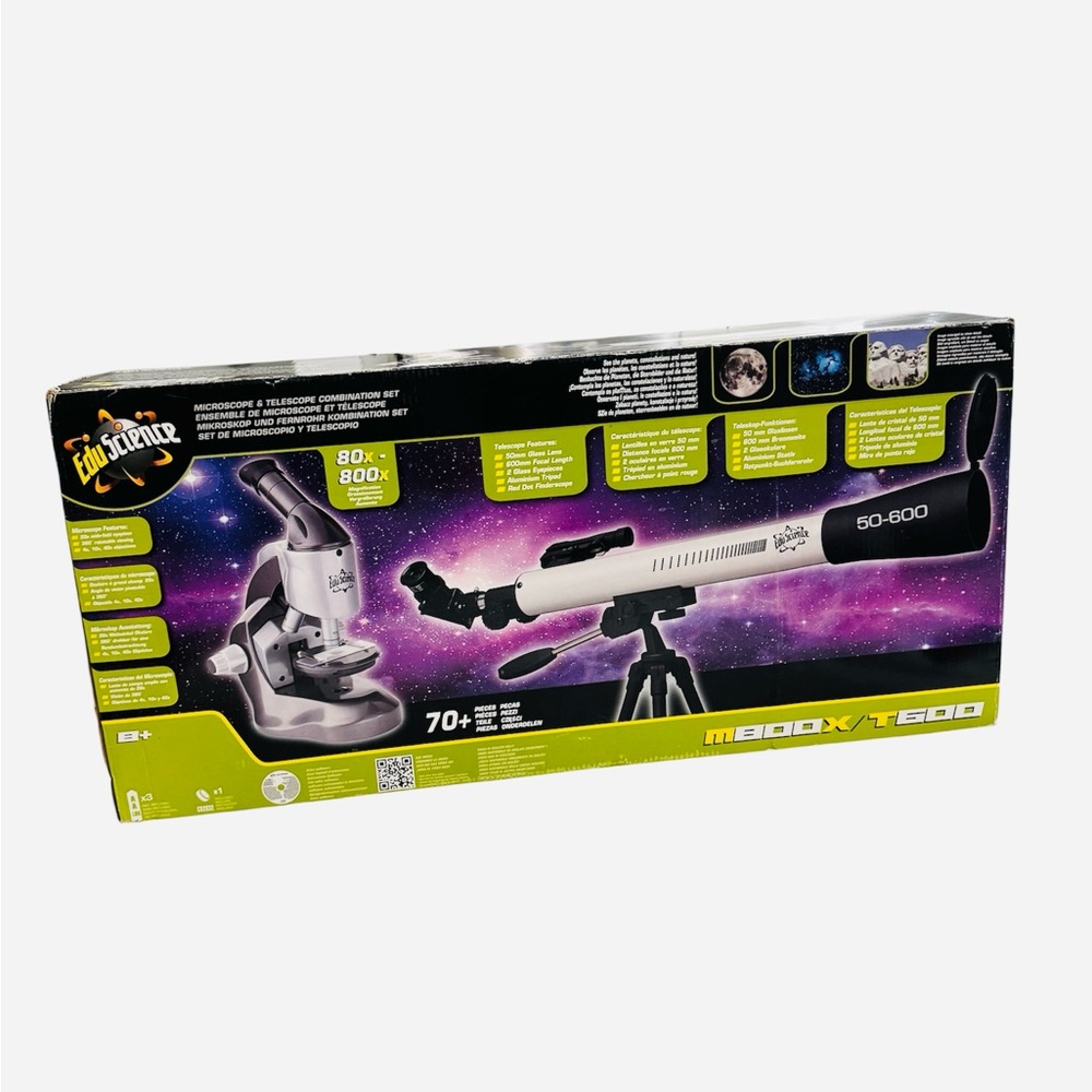 Edu Science M800X Microscope & T600 Telescope Combination Set - STEM Kids